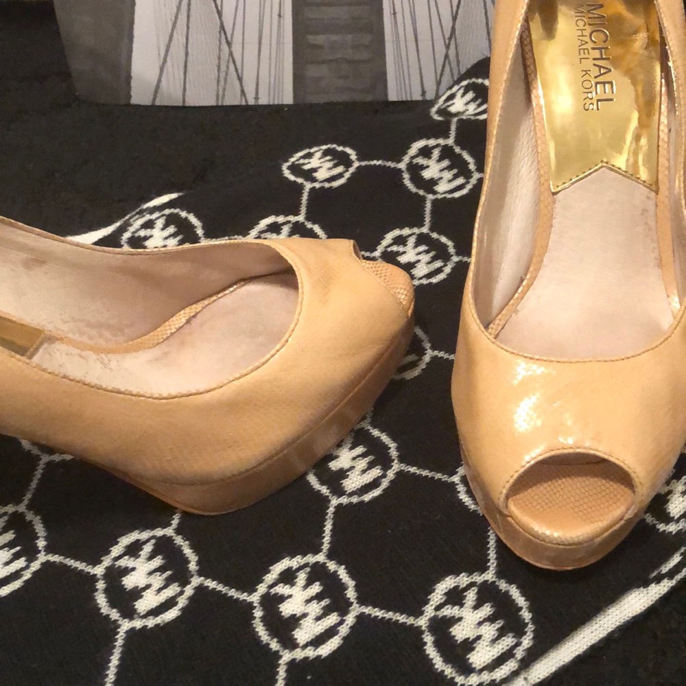 GOLD snake print heels